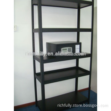 Top quality matte black iron slotted angle shelving rack , light duty boltless rivet shelf rack